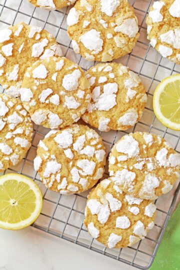 Easy Lemon Crinkle Cookies - Soft & Chewy with fresh lemon juice and zest, perfect for Easter! Tender, chewy, and coated in powdered sugar for the ultimate crinkle.